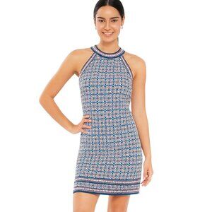 NWT Max Studio Womens Dress Sleeveless High Neck Blue Red Size XS